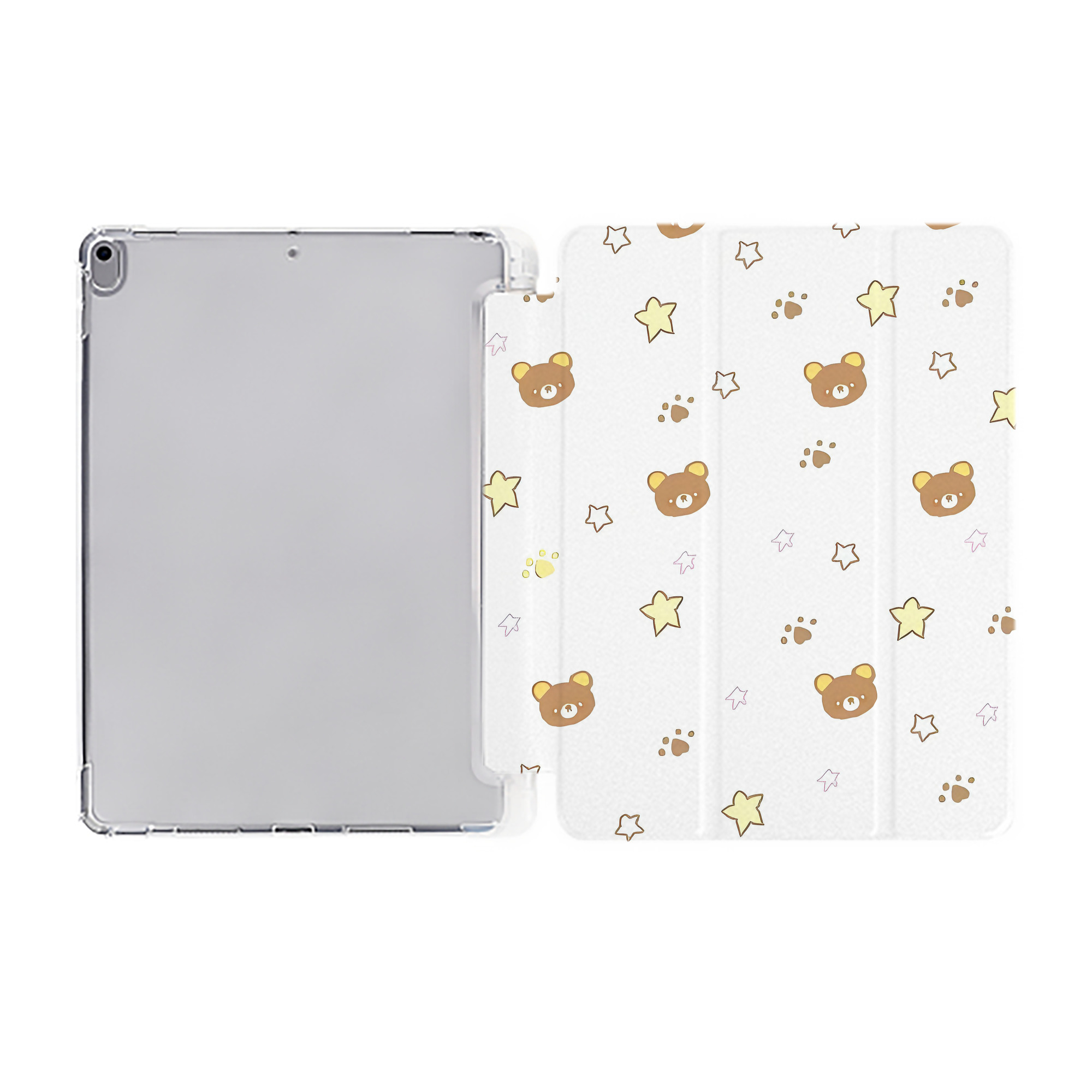 （画像用） リラックマ リラックマ キイロイトリ Rilakkuma Korilakkuma Kiiroitori IPad ケース ペン収納付き 三つ折りスタンド PUレザー×シリコン 対応機種9.5/10.5/10.9インチ